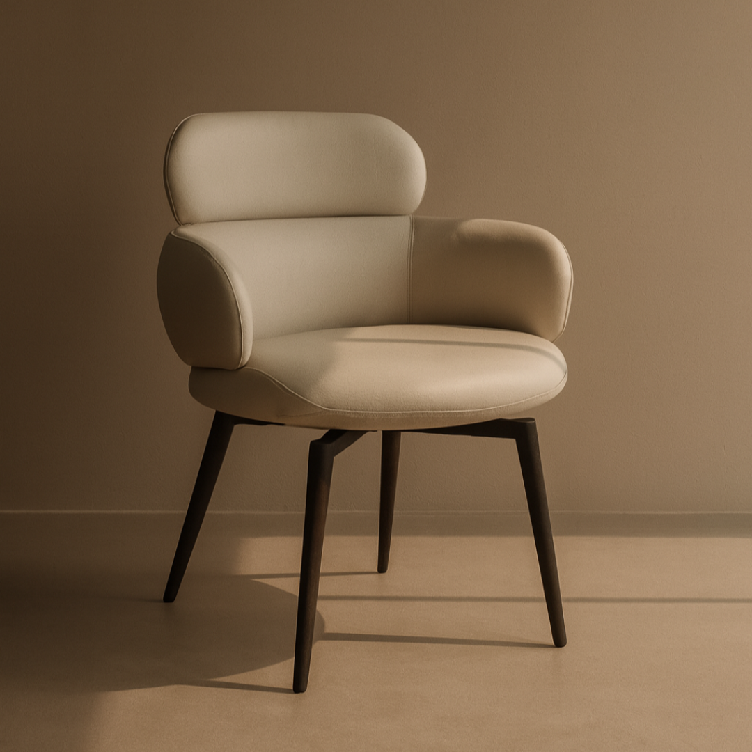 Jesi Natural Fabric Swivel Dining Armchair by Tommy Franks