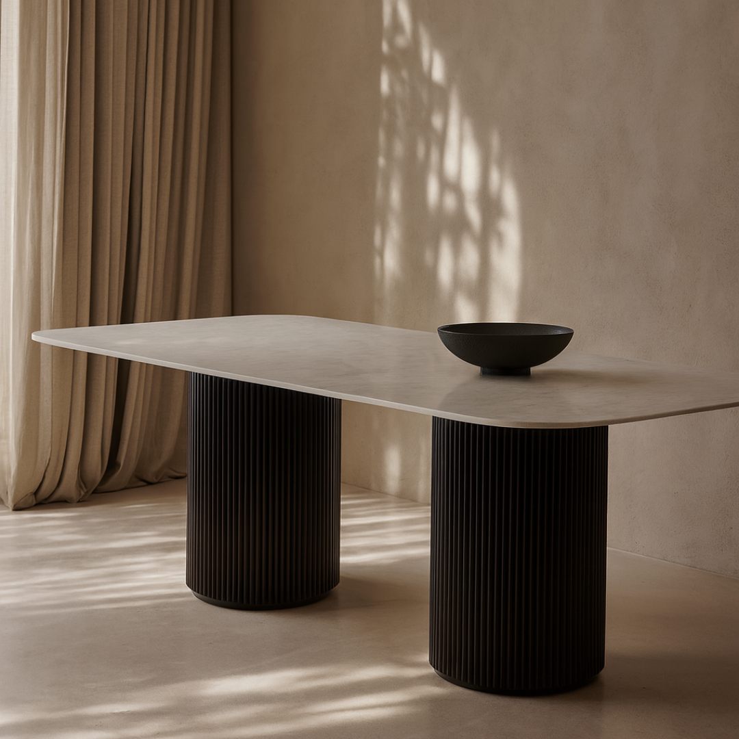 Lantine Matt Black & Marble Dining Table 270cm by Tommy Franks