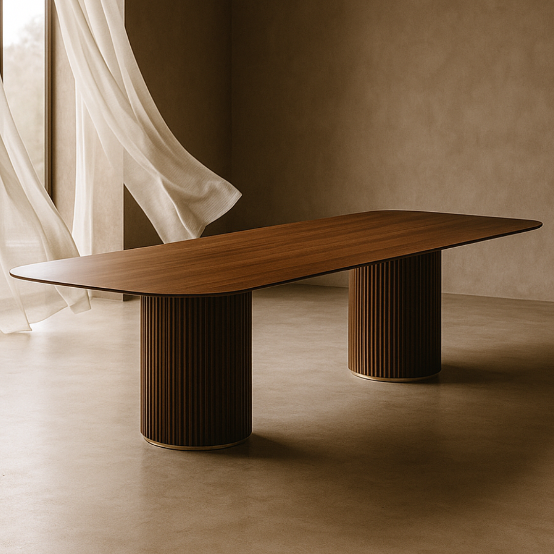 Lantine Walnut & Brass Dining Table 280cm by Tommy Franks
