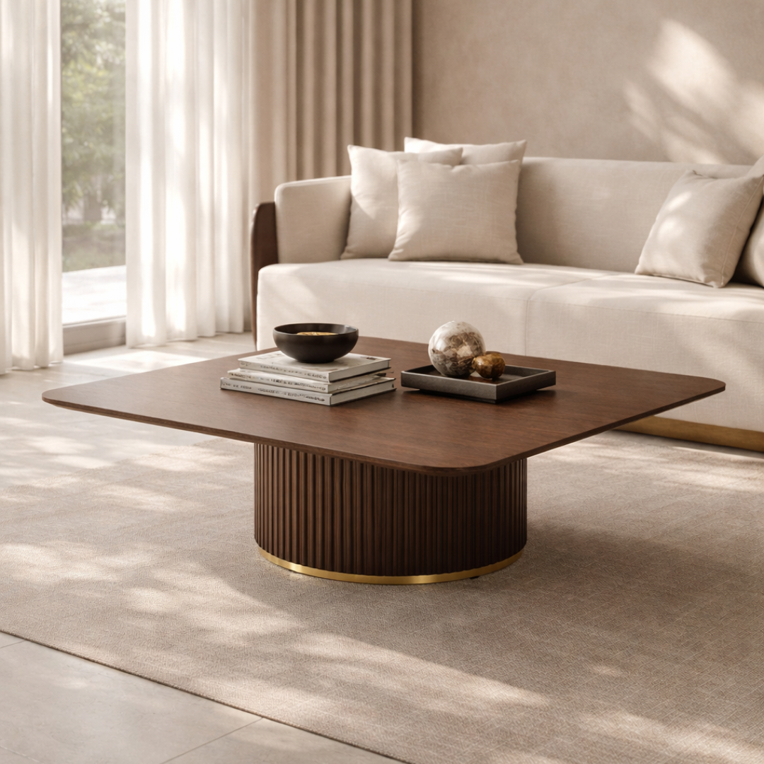 Lantine Walnut & Brass Coffee Table by Tommy Franks