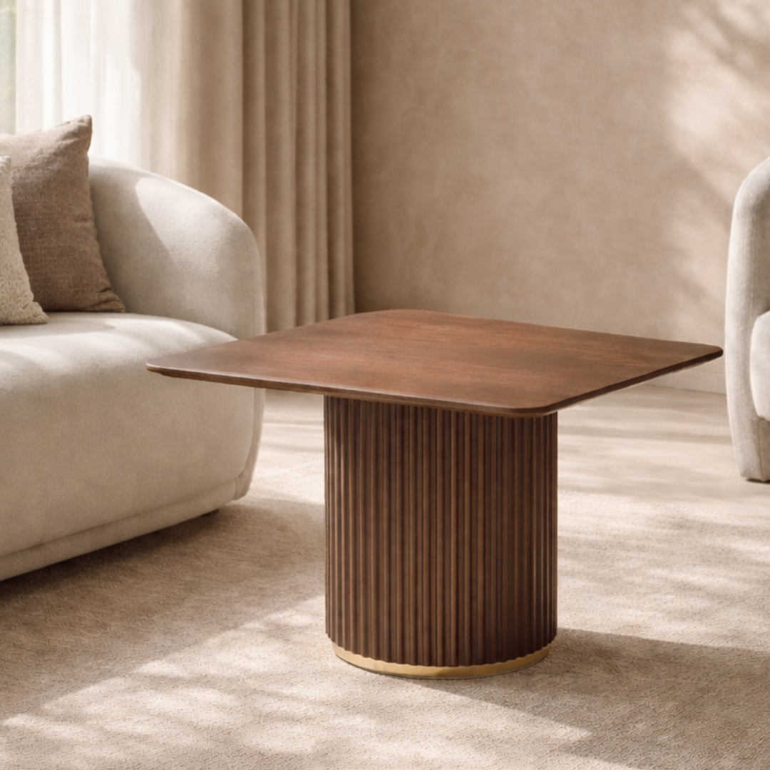 Lantine Walnut & Brass Side Table by Tommy Franks