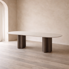 Moon Dining Table Cocoa Wood & Cream Ceramic Top by Tommy Franks