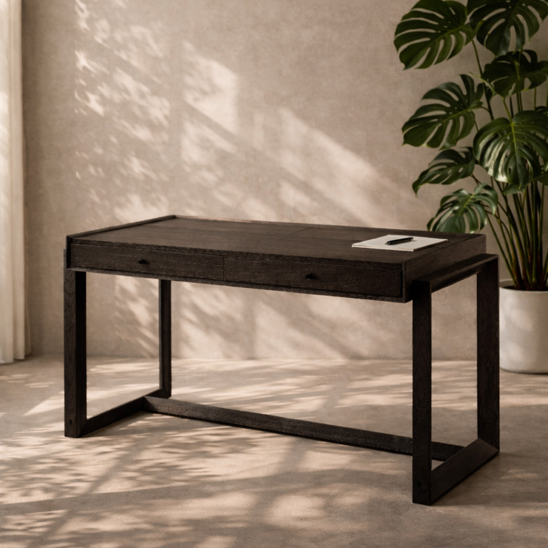 Offset Black Solid Oak Desk by Tommy Franks