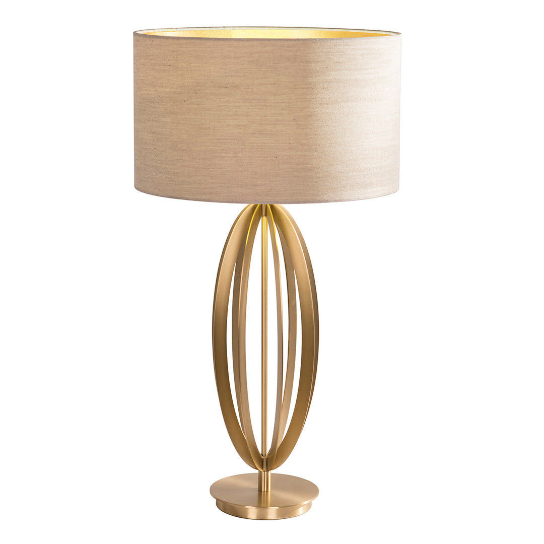 Olive Pale Gold Table Lamp with Fabric Shade by RV Astley