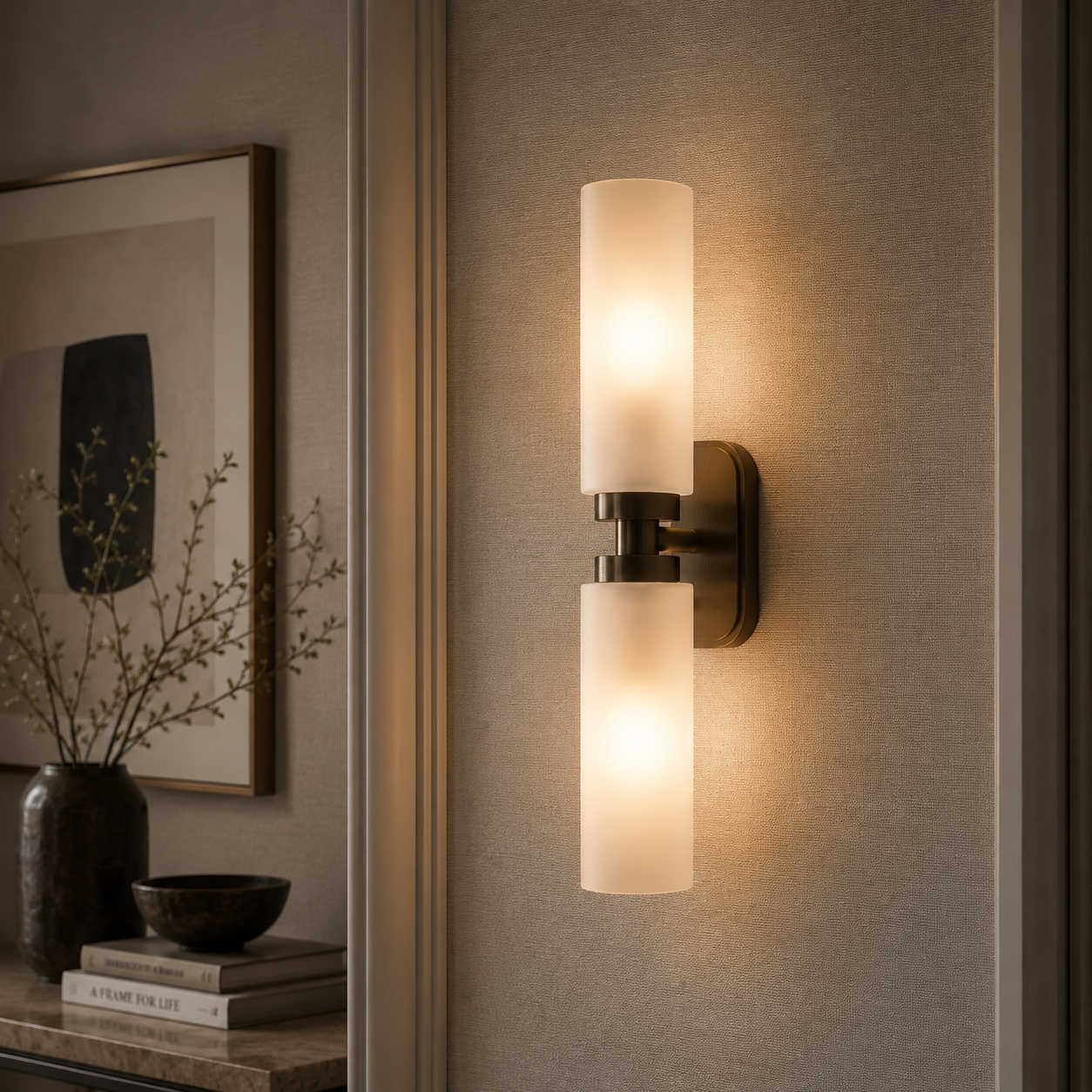Revere Wall Light in Bronze & Alabaster Shades by Luxe Collection