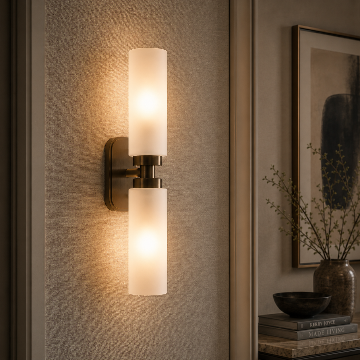 Revere Wall Light in Bronze & Alabaster Shades by Luxe Collection