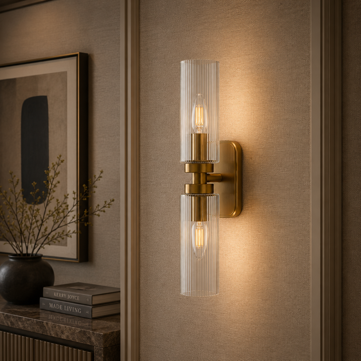 Revere Wall Light in Gold with Clear Glass Light Shade by Luxe Collection