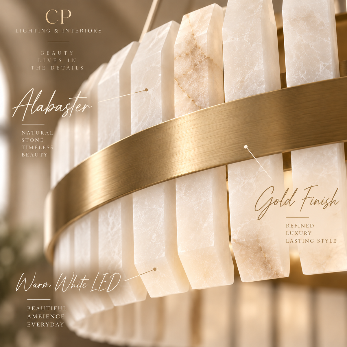 Salerno Gold & Alabaster Wall Light by Luxe Collection