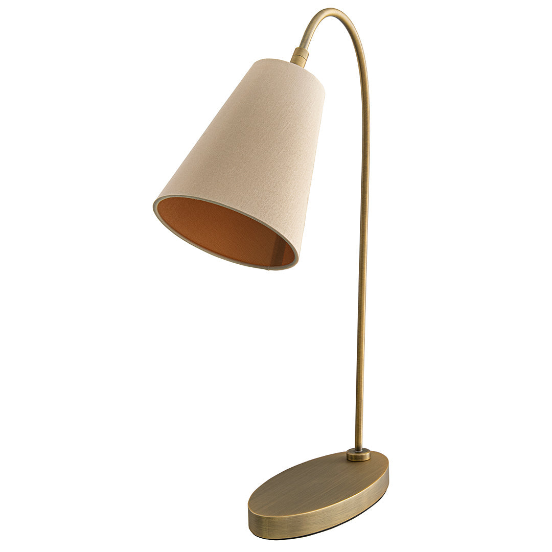 Sile Antique Brass & Latte Shade Desk Lamp by RV Astley