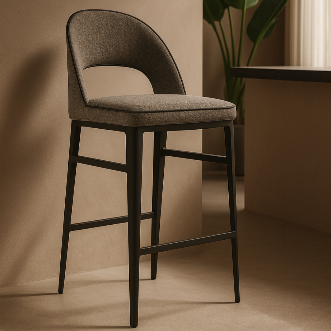 Verna Enzimi Dark Grey and Dark Bronze Bar Stool by Tommy Franks