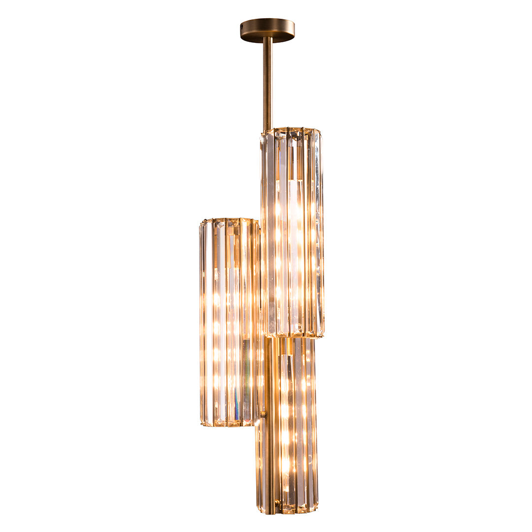 Reagan Antique Brass Pendant Light with Crystal Shades by RV Astley