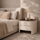 Ruffia Matte Beidge & Walnut Bedside Table by Tommy Franks