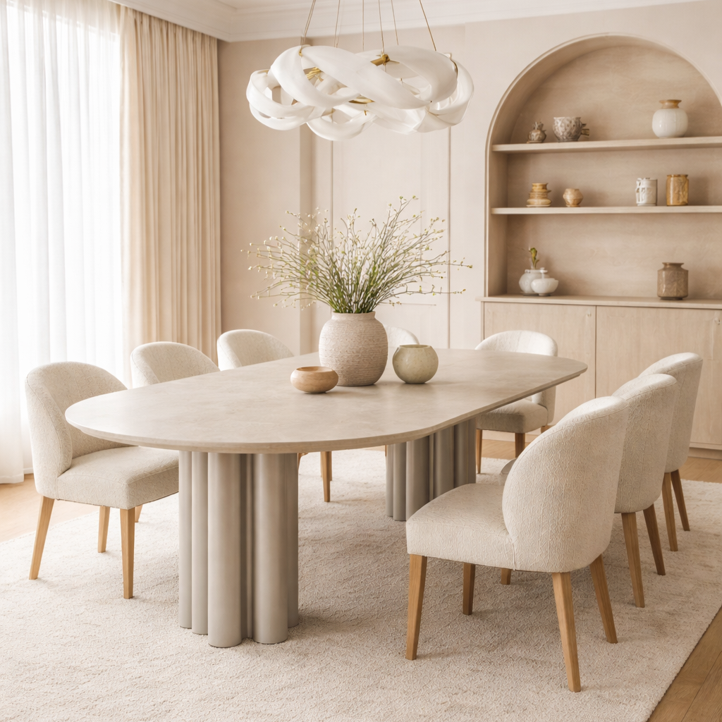 Moon Matte Beige Dining Table by Tommy Franks