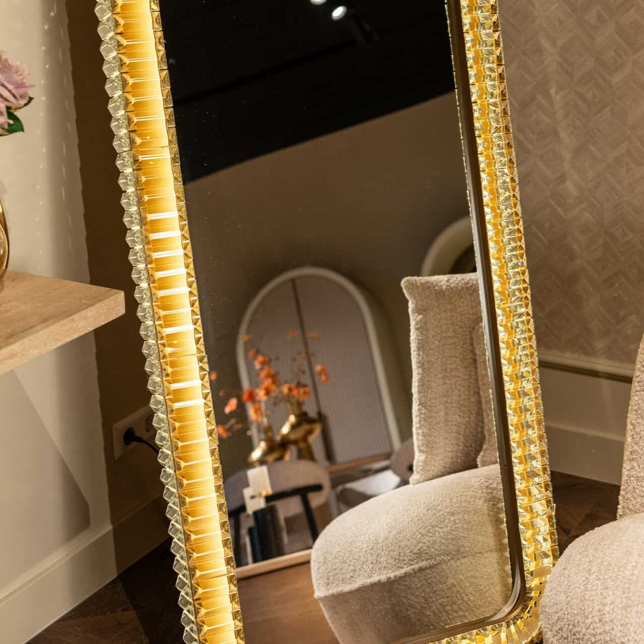 Kahlo Bronze Mirror Floor Illuminated Mirror by Richmond Interiors