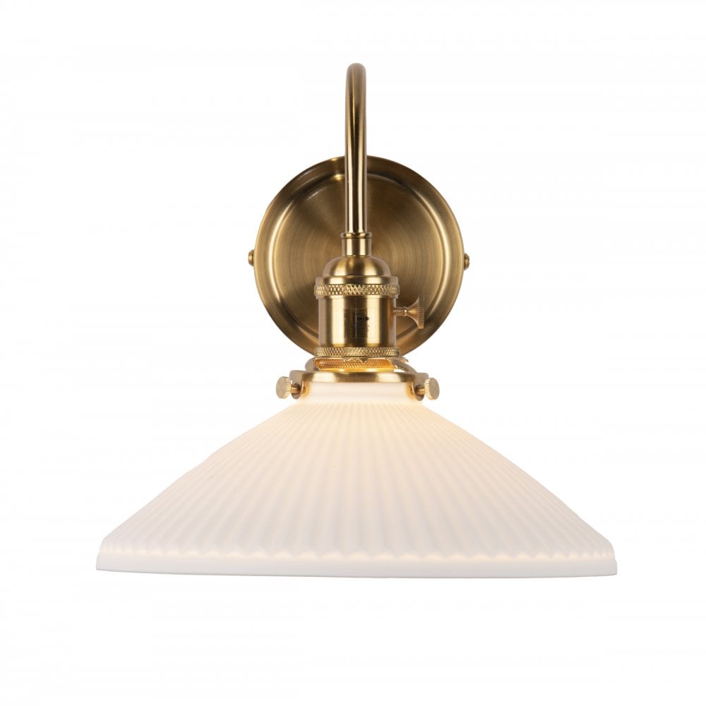 Hadano Wall Light Natural Brass With Olive Green Shade